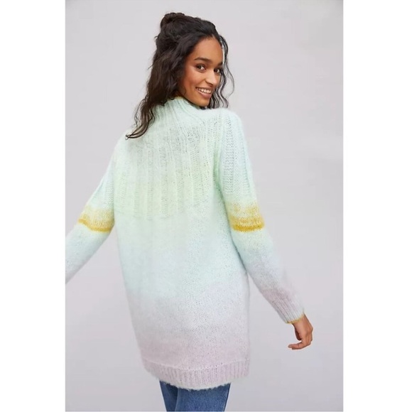 Anthropologie Perri Ombre Tunic Sweater / XSmall / Mint Purple Wool Alpaca Long - Picture 1 of 10